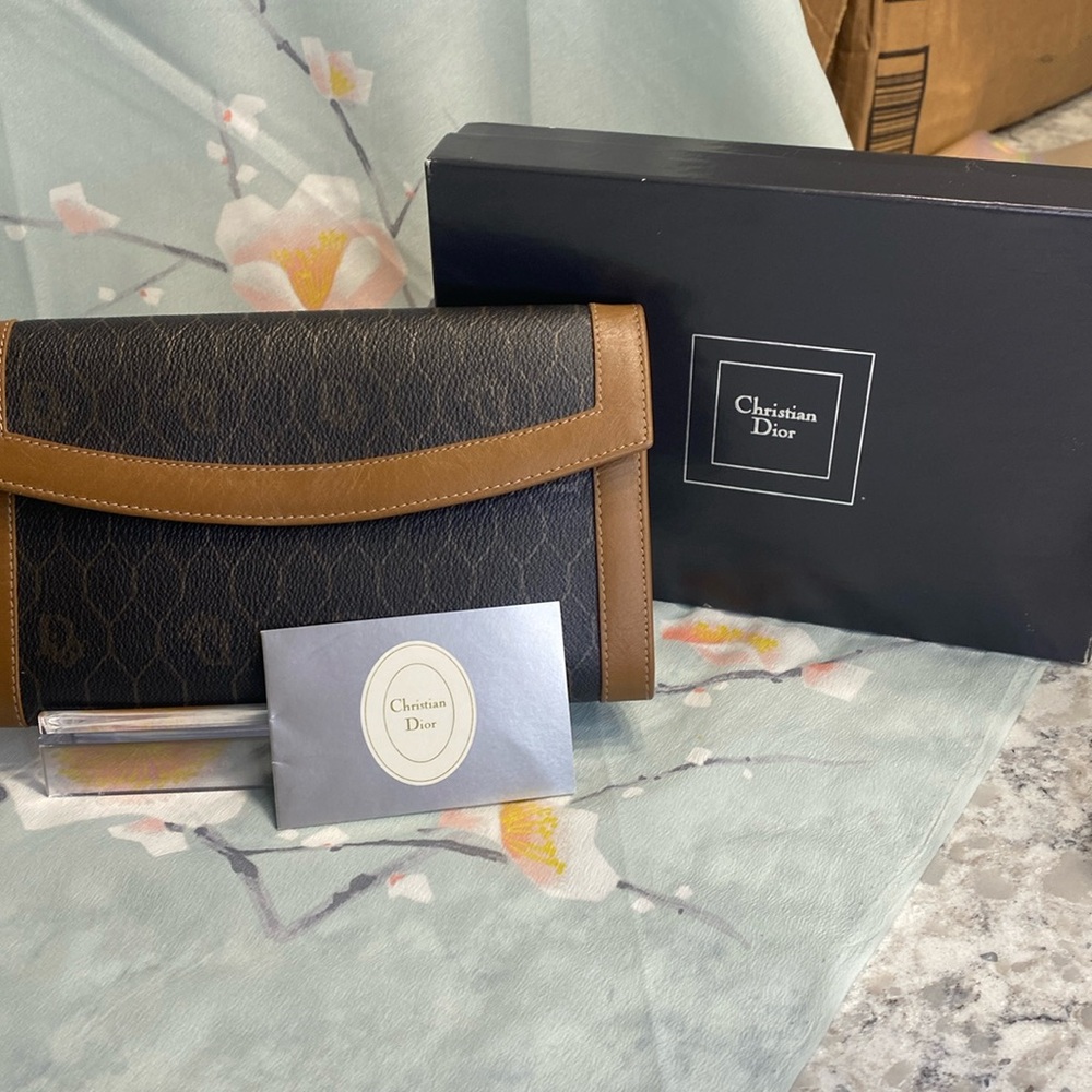 Christian Dior Vintage Honeycomb Bifold Long Wallet